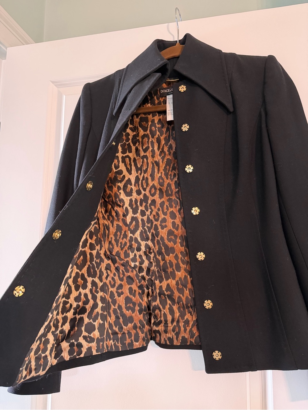 Dolce & Gabbana vintage black wool jacket with Leopard Print - Picture 4 of 7